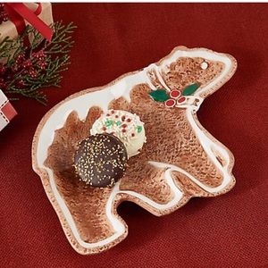 Martha Stewart Gingerbread bear ceramic plates. Set of 4. New in box.